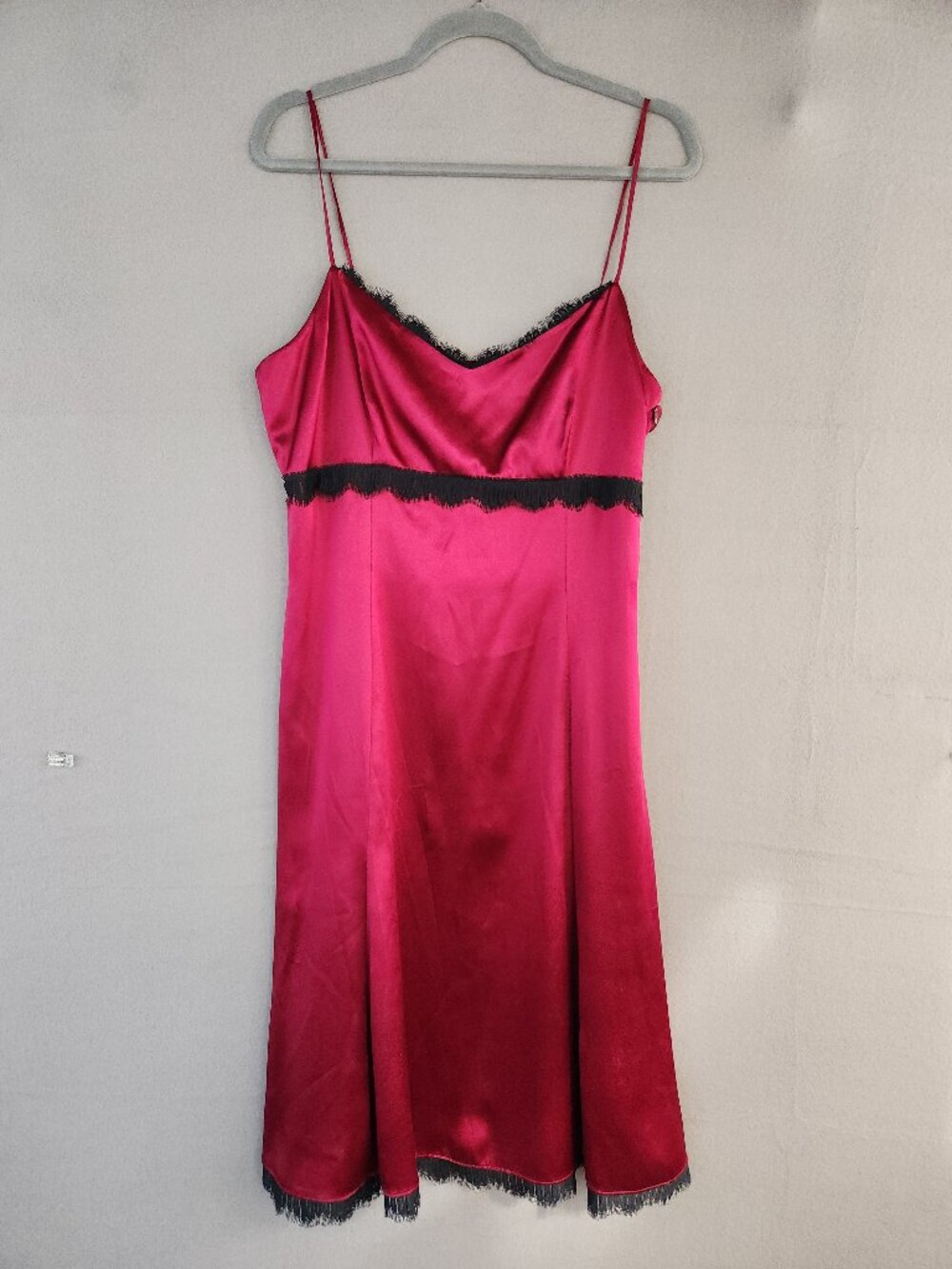 VINTAGE ANTONIO MELANI 100% SILK SLIP DRESS MIDI BURGUNDY SIZE 12 COQUETTE